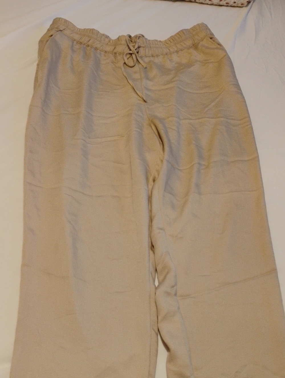 H&M Light Beige Elastic Waist Wide-Leg Pants